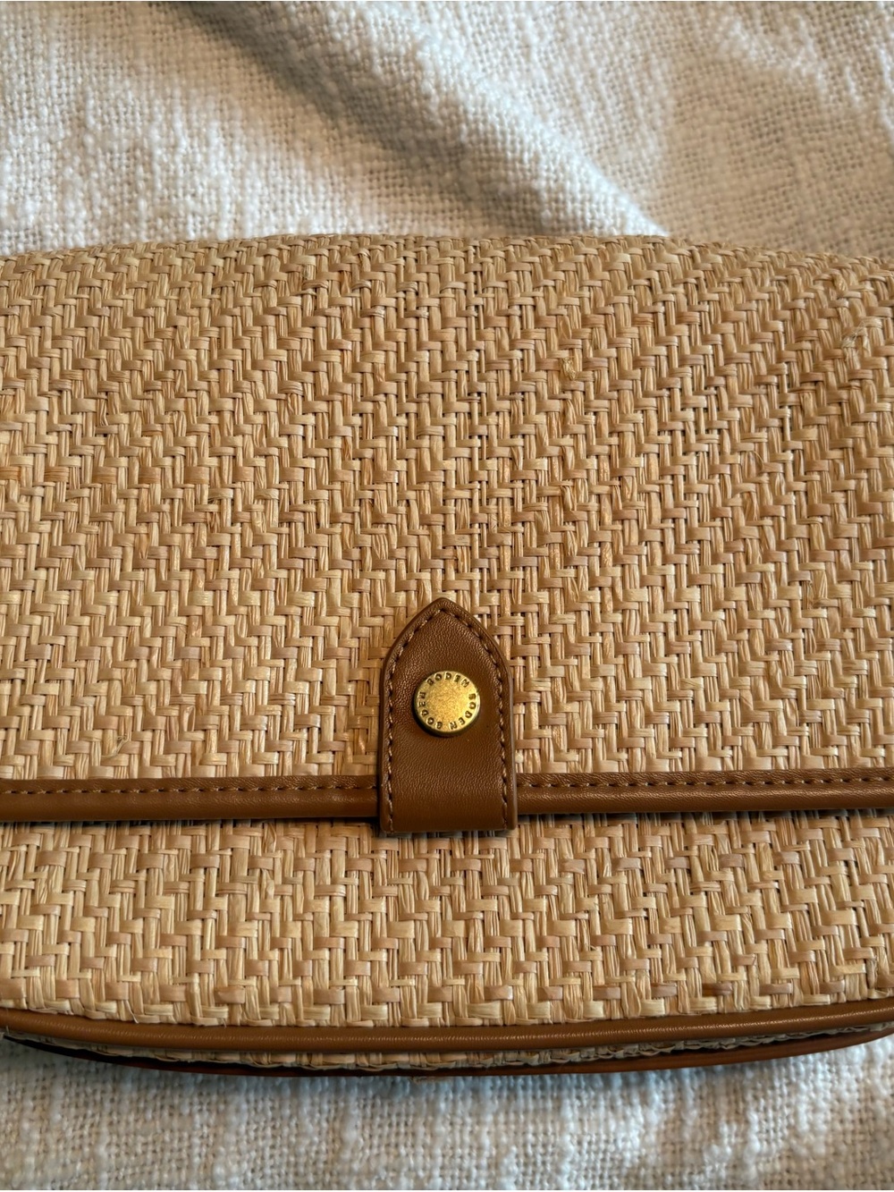 New Boden Straw Clutch Bag in Light Brown